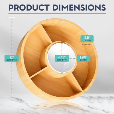 202407 Круглая бамбуковая поднос с керамической чашей для проб бесплатно или возвращается