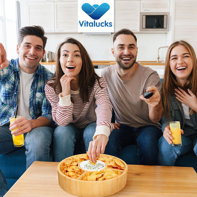 202407 Круглая бамбуковая поднос с керамической чашей для проб бесплатно или возвращается