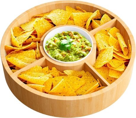 202407 Круглая бамбуковая поднос с керамической чашей для проб бесплатно или возвращается