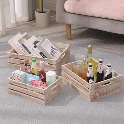 Декоративные деревянные контейнеры для хранения набор из 3 ящиков с ручками 13.25x9.5x5.5