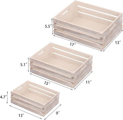 Декоративные деревянные контейнеры для хранения набор из 3 ящиков с ручками 13.25x9.5x5.5