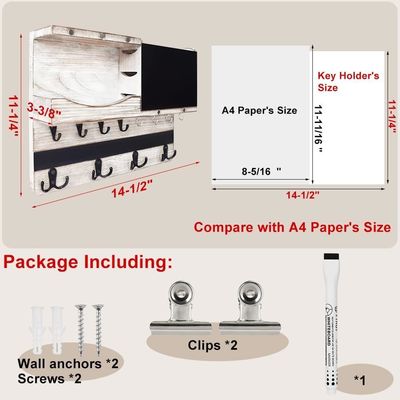 Экологический деревенский настенный монтаж ключ и почтовый организатор с чернильным доском для декора сельского хозяйства
