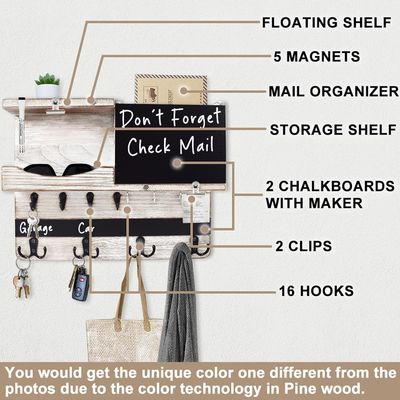 Экологический деревенский настенный монтаж ключ и почтовый организатор с чернильным доском для декора сельского хозяйства