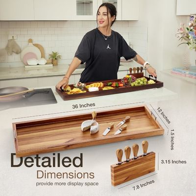 Большая деревянная доска для подачи, идеально подходит для выставки и подачи любимых сыров.