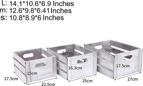 Рустический белый деревянный дисплейный ящик набор из 3 декоративных сосновых ящиков для хранения