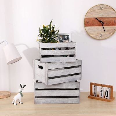 Рустический белый деревянный дисплейный ящик набор из 3 декоративных сосновых ящиков для хранения