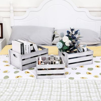 Рустический белый деревянный дисплейный ящик набор из 3 декоративных сосновых ящиков для хранения