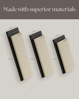 Набор из 3 современных регулируемых черных стенных деревянных полков для хранения