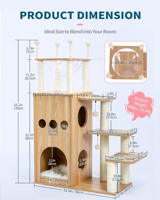 OEM ODM приемлемый прочный Фриско замок Cat Tree Tower Modern 51 Extra Tall Cat Condo