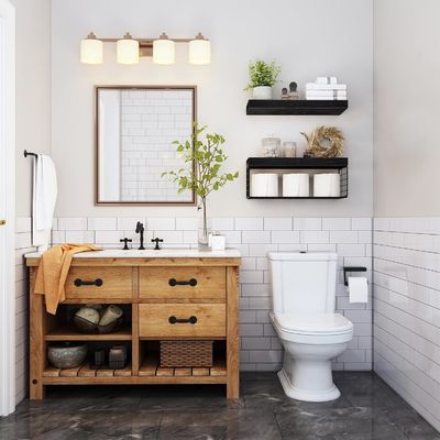 Бассейны Деревянные ванные полки Над стеной туалетные установки Плавучие полки Фермерская полка Хранилище туалетной бумаги