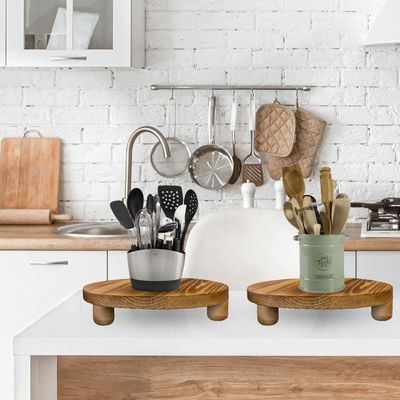 Простая деревянная коробка 2 упаковки деревянный подъемник растения стул дисплейная стойка круглый горшок цветочный пьедестал ретро растение