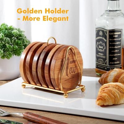 Печать на заказ 9 см Круглый бар Домашние напитки подставки Деревянный бамбуковый подставка с держателем