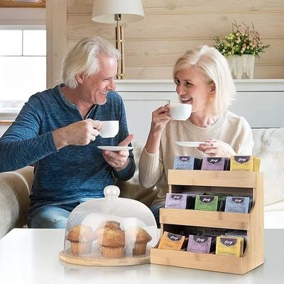 Другие подарки Рукоделие 3-уровневый бамбуковый чайный мешок Хранилище хранит 180 мешков в цвете соснового дерева