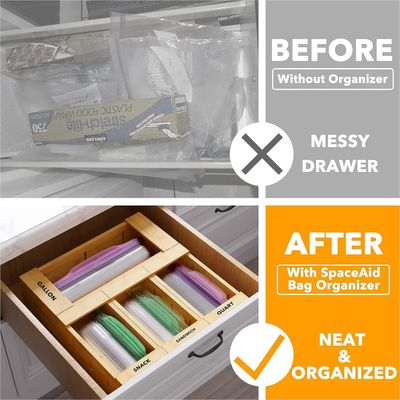 Настроенный логотип TIMBER Бамбуковый хранилищный организатор для мешков разных размеров