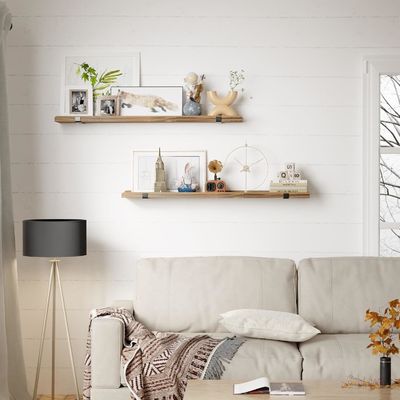 Стенная многофункциональная деревянная полка с металлическим кронштейном