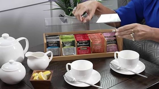 Служба по заказу 14 X 5 X 3 дюймов 5 секций Бамбуковая деревянная акриловая чайная коробка в простом цвете