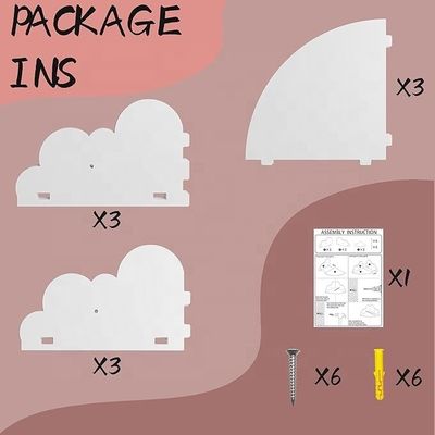 Домашняя мебель Деревянная висячая полка для детской комнаты Декорация стены Милое белое облако