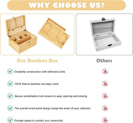 Простая деревянная коробка с съемной подносом и комбинированным замком