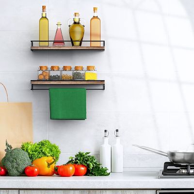 Современный набор из двух деревянных плавучих полок