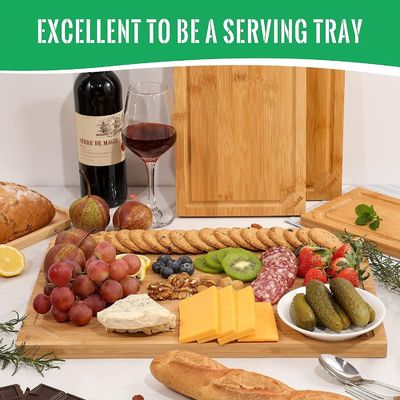 18x12 дюймов органического бамбука предварительно смазанная режущая доска с соковой канавкой