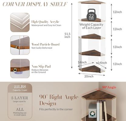 Многоцелевой книжный шкаф с акриловыми и деревянными углами