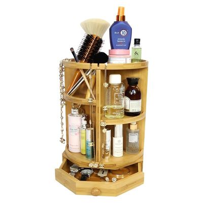 202407 Регулируемые полки и ящики Бамбук вращающийся макияжный организатор Бытовые предметы