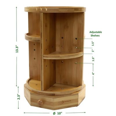 202407 Регулируемые полки и ящики Бамбук вращающийся макияжный организатор Бытовые предметы