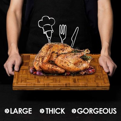 Устойчивый набор из 3 персонализированных бамбуковых досок для резки с соковой канавкой большого размера