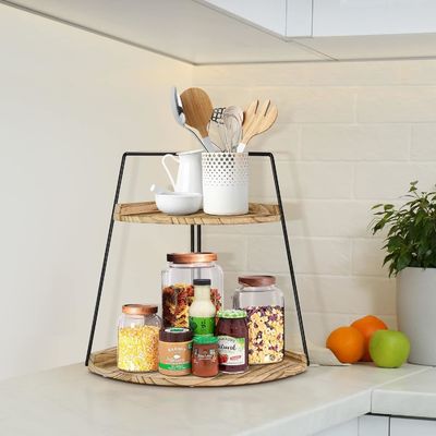 Деревянный банный столешничный организатор 2 уровень угловой полки для хранения и организации