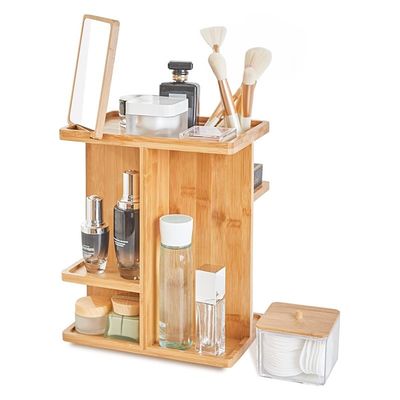 Металлический макияж из дерева бамбука и хранилище для ухода за кожей