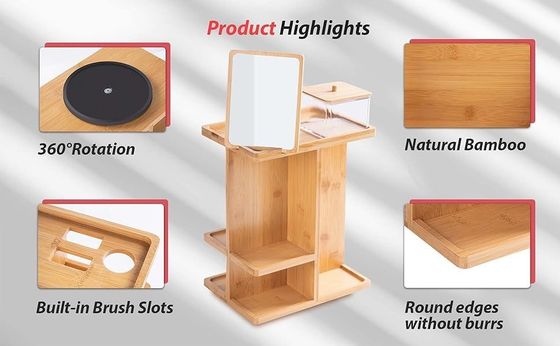 Металлический макияж из дерева бамбука и хранилище для ухода за кожей