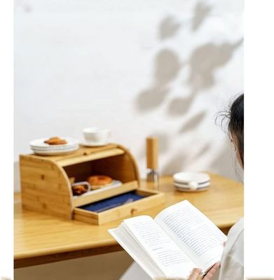 Деревянный бамбуковый хлебозапас для кухни с двойной крышкой