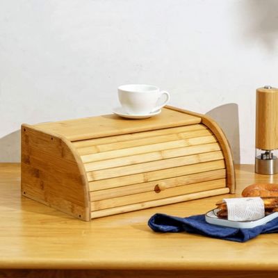 Деревянный бамбуковый хлебозапас для кухни с двойной крышкой