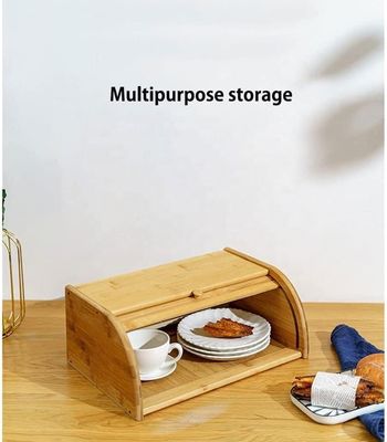 Деревянный бамбуковый хлебозапас для кухни с двойной крышкой