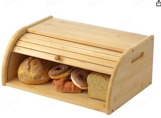 Деревянный бамбуковый хлебозапас для кухни с двойной крышкой