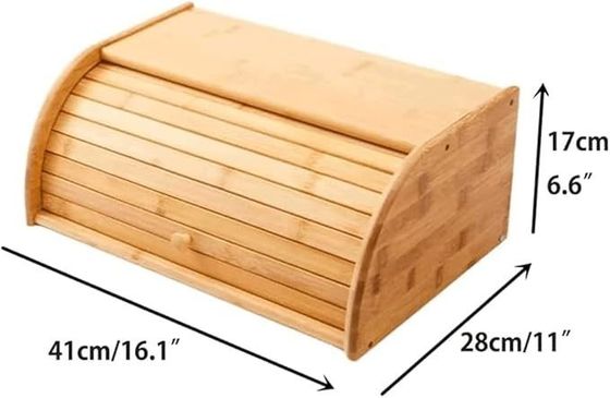 Деревянный бамбуковый хлебозапас для кухни с двойной крышкой