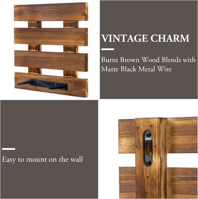 Размер по заказу Рустический сгоревший плоский дерево и черный металл