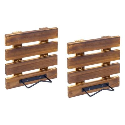 Размер по заказу Рустический сгоревший плоский дерево и черный металл