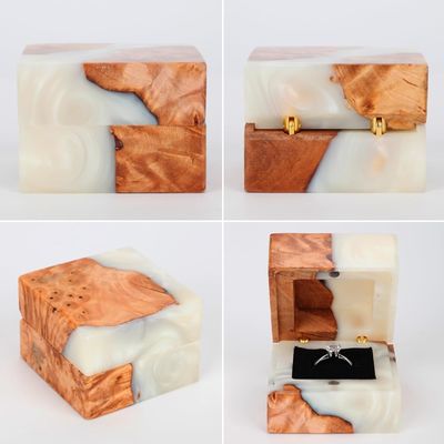 Элегантная деревянная кольцевая коробка для упаковки ювелирных изделий