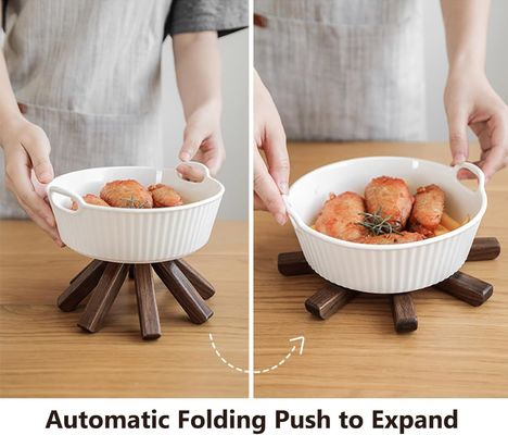 Настройка на заказ Логотип приемлемый деревянный черный грецкий тривет набор для горячих блюд и горшков