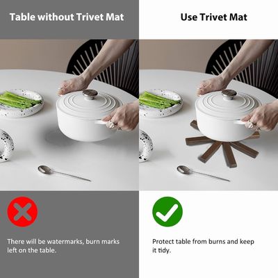 Настройка на заказ Логотип приемлемый деревянный черный грецкий тривет набор для горячих блюд и горшков