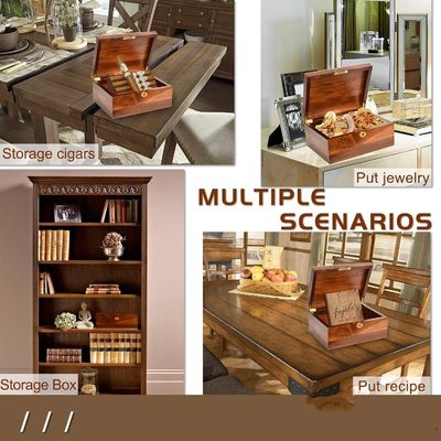 Ручно изготовленная деревянная коробка для хранения из твердого акации с застежкой на крышке