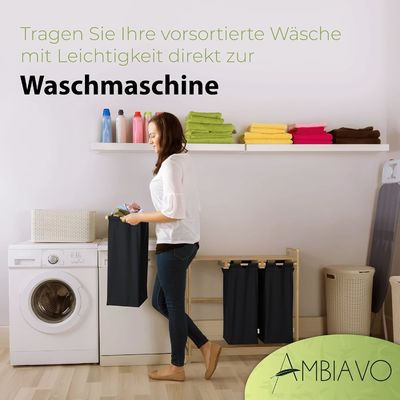 24x13x22 см Ручная бамбуковая корзина для стирки с двумя разделами съемных ползучих пакетов