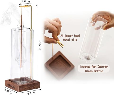Экологически чистый деревянный фимиам с стеклянным поймателем пепла