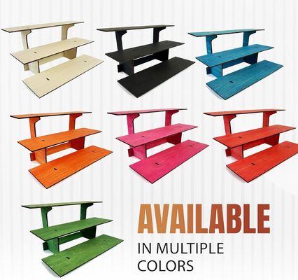 Глянцевая ламинация 3-уровневая прямая деревянная розничная стойка для столов с полками