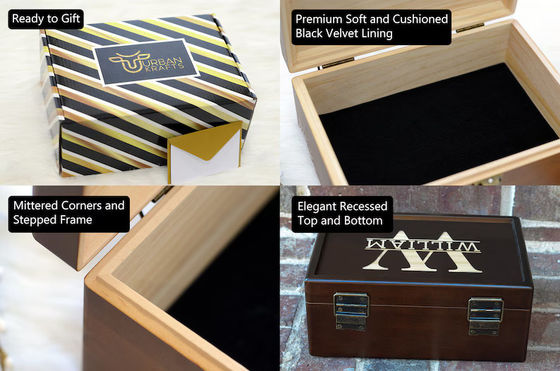 6.2*6.2*4.48 Персонализированная деревянная коробка столовая посуда коробка для сувениров на 5-ю годовщину