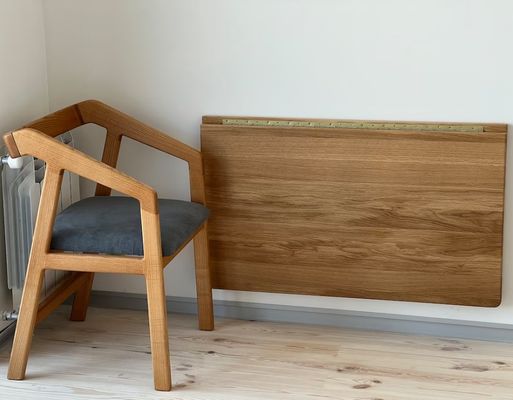 202407 Дубовый стенный стол складной рабочий стол для домашнего офиса Офисное здание Печать сгорела