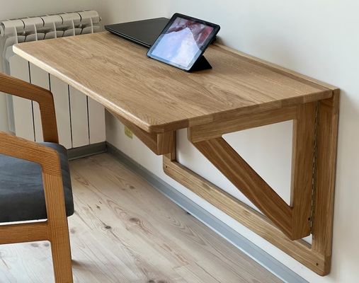 202407 Дубовый стенный стол складной рабочий стол для домашнего офиса Офисное здание Печать сгорела