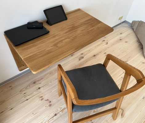 202407 Дубовый стенный стол складной рабочий стол для домашнего офиса Офисное здание Печать сгорела