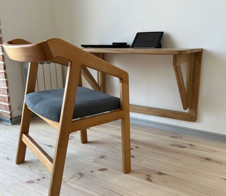 202407 Дубовый стенный стол складной рабочий стол для домашнего офиса Офисное здание Печать сгорела